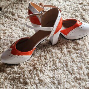 Orange and White Mary Jane's